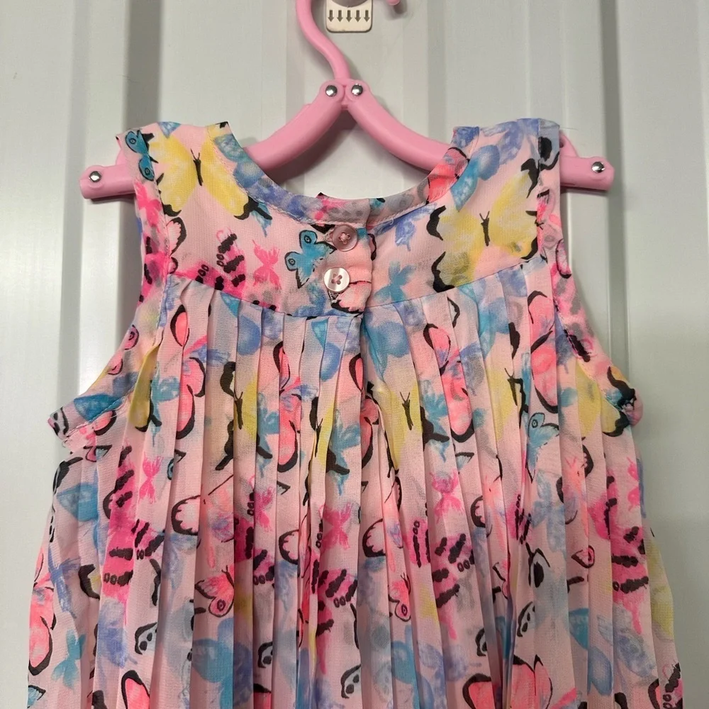 Vintage Koalakids Infant Girls 12M-18M Pleated Pattern Print Summer Dress